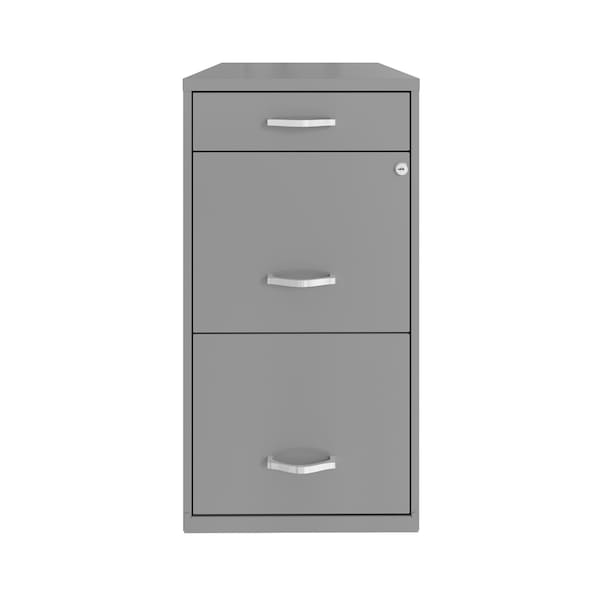 Space Solutions 14.25 in W 3 Drawer Vertical File Cabinet W/ Pencil Drawer, Arctic Silver - 24413