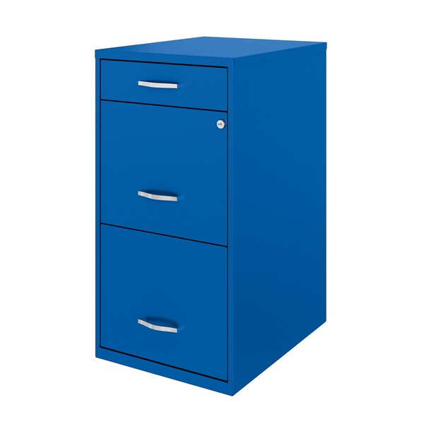 Space Solutions 14.25 in W 3 Drawer Vertical File Cabinet W/ Pencil Drawer, Classic Blue - 24416