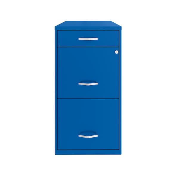 Space Solutions 14.25 in W 3 Drawer Vertical File Cabinet W/ Pencil Drawer, Classic Blue - 24416