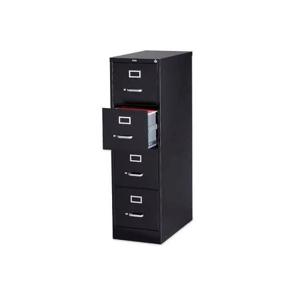 Sp Richards Lorell 4-Drawer Heavy Duty Vertical File Cabinet, 15"W x 26-1/2"D x 52"H, Black - LLR60191