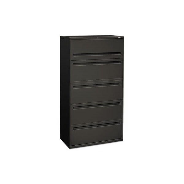 Hon HON, 700 SERIES FIVE-DRAWER LATERAL FILE WITH ROLL-OUT SHELF, 36W X 18D X 64.25H, CHARCOAL - 785LS
