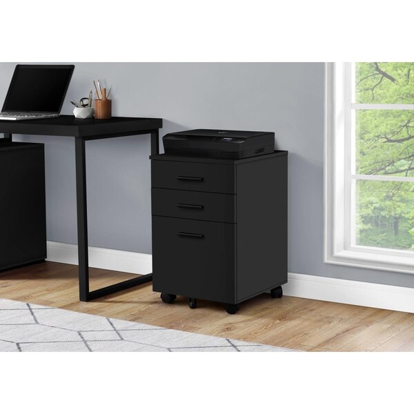 Daphnes Dinnette 24 in. 3 Drawer Black on Castors Filing Cabinet - DA3067018
