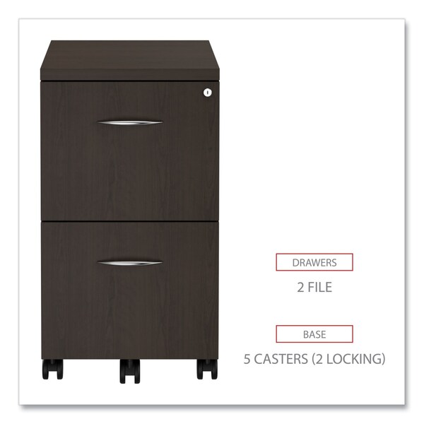 Alera 15.38" W 2 Drawer File Pedestal, Espresso, Legal/Letter - VA582816ES