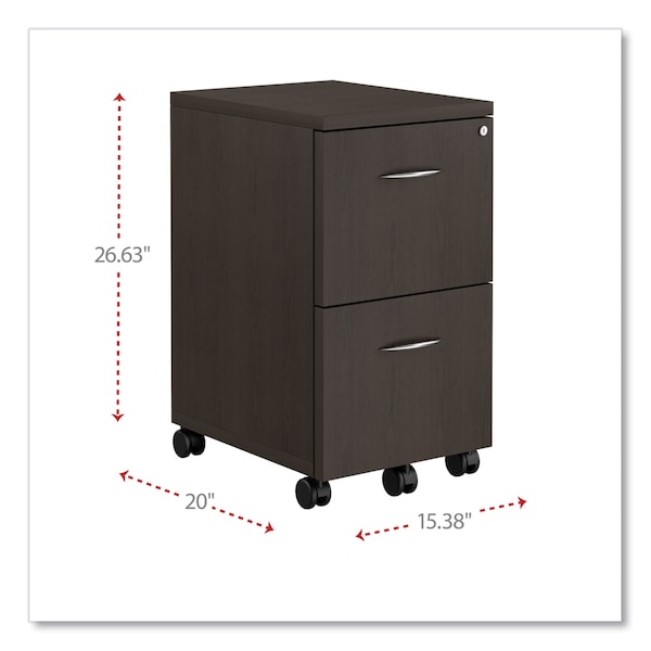 Alera 15.38" W 2 Drawer File Pedestal, Espresso, Legal/Letter - VA582816ES
