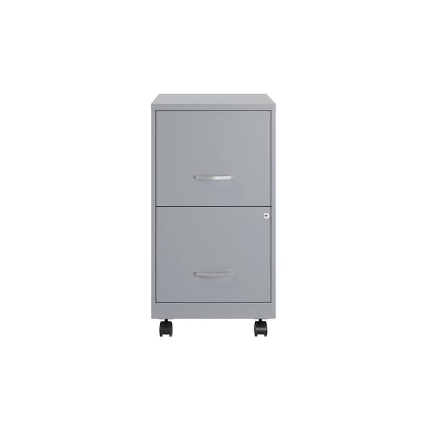 Space Solutions 14.25 in W 2 Drawer Mobile Vertical File Cabinet, Platinum - 25278