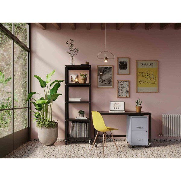Space Solutions 14.25 in W 2 Drawer Mobile Vertical File Cabinet, Platinum - 25278