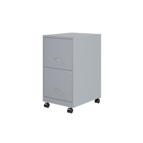 Space Solutions 14.25 in W 2 Drawer Mobile Vertical File Cabinet, Platinum - 25278