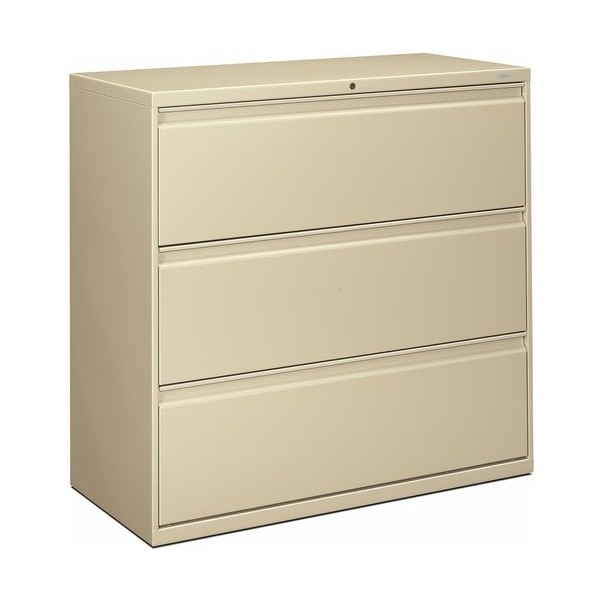 Hon HON 893LL, 800 SERIES THREE-DRAWER LATERAL FILE, 42W X 19.25D X 40.88H, PUTTY - HON893LL