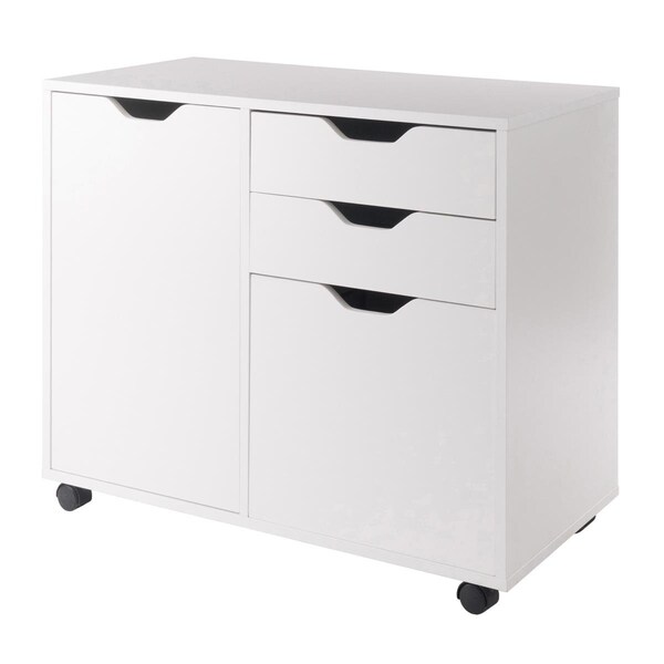 Winsome Wood 26.3 x 30.7 x 15.9 in. Halifax 2 Section Mobile Filing Cabinet, White - 10431