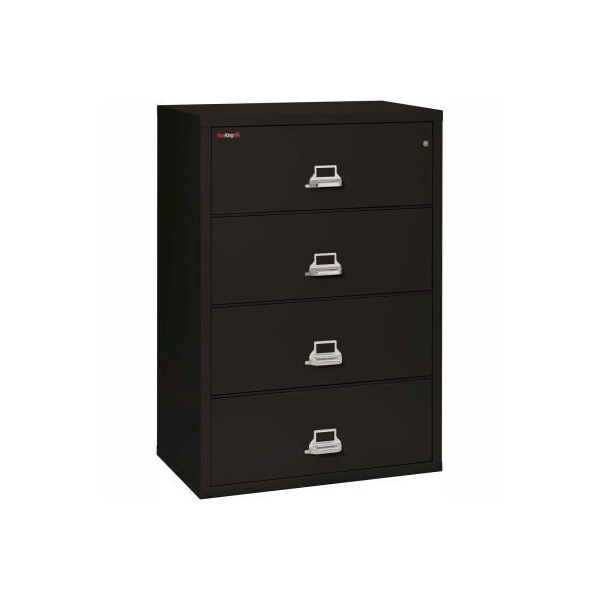 Fire King Fireking Fireproof 4 Drawer Lateral File Cabinet - Letter-Legal Size 37-1/4"W x 22"D x 53"H - Black - 43822CBL