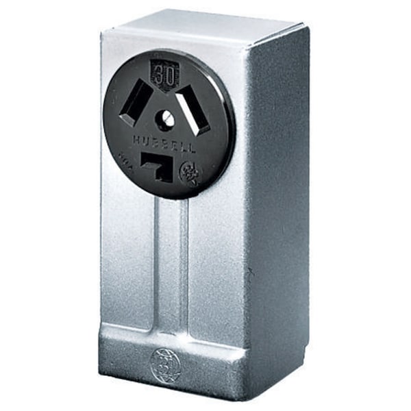 Hubbell Wiring Device-Kellems Straight Blade Devices, Receptacles, Surface Mounted, Aluminum Housing, Industrial Grade, 3-Pole 3-Wire Non-Grounding, 30A 125/250V, 10-30R. - HBL9395