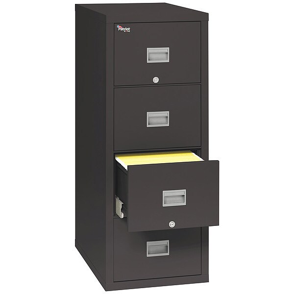 Fireking 17-3/4" W 4 Drawer File Cabinet, Black, Letter - 4P1831C-CBL