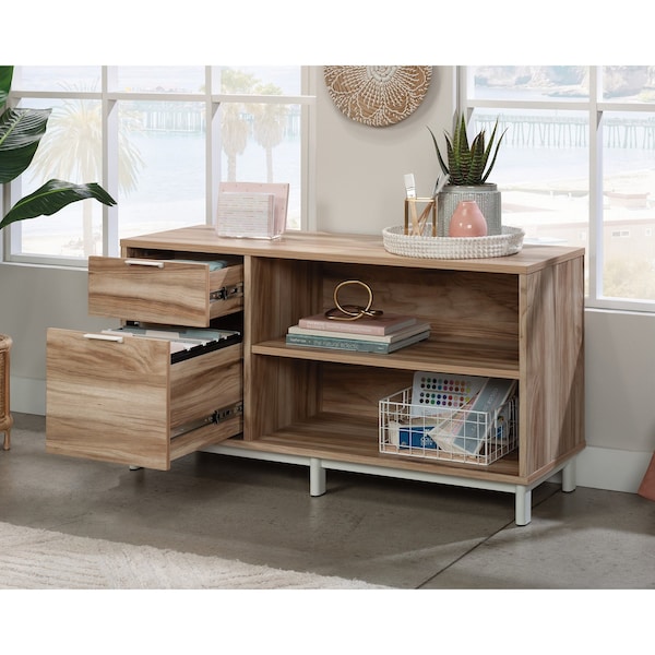 Worksense By Sauder Bergen Circle Credenza Ka , Flexible unit can be assembled with drawers on left or right side - 426291