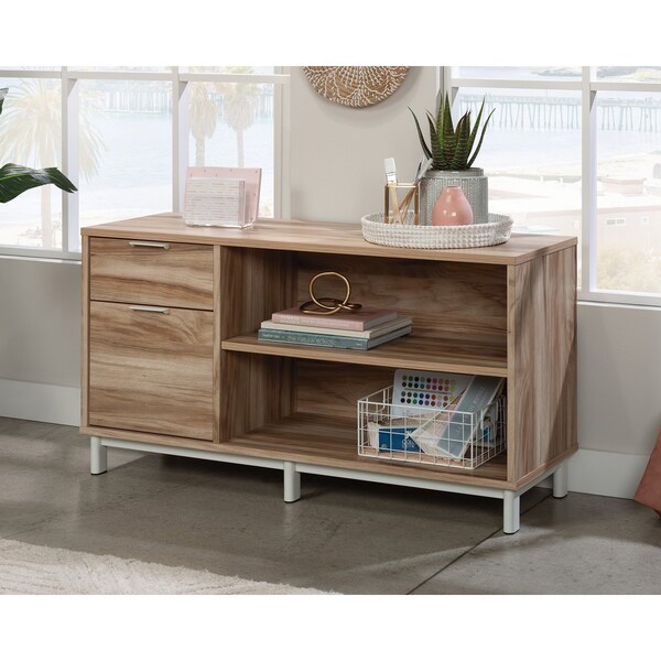 Worksense By Sauder Bergen Circle Credenza Ka , Flexible unit can be assembled with drawers on left or right side - 426291