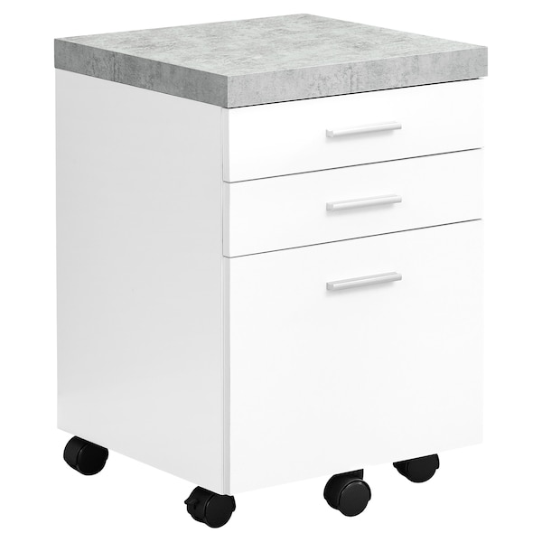 Monarch Specialties File Cabinet, Rolling Mobile, Storage Drawers, Printer Stand, Office, Work, Laminate, Grey, White - I 7051
