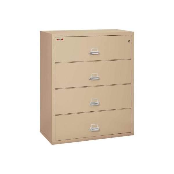 Fire King Fireking Fireproof 4 Drawer Lateral File Cabinet - Letter-Legal Size 44-1/2"W x 22"D x 53"H - Putty - 44422CPA
