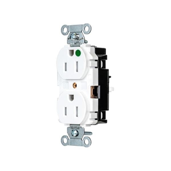 Hubbell Receptacle, 1/2 hp, 125V AC, NEMA 5-15R - 8200STWTR