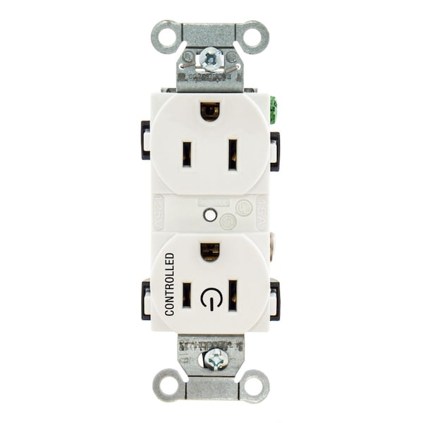 Hubbell Wiring Device-Kellems Commercial Specification Grade Duplex Receptacles for Controlled Applicatoins - BR15C1WHI