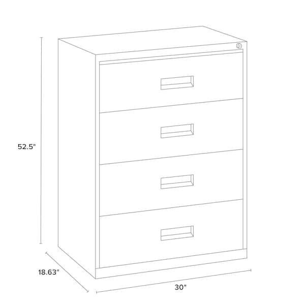 Hirsh 30" W 4 Drawer Lateral File Cabinet, Light Gray, A4/Legal/Letter - 19440