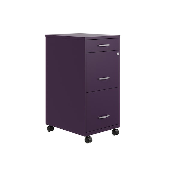 Space Solutions 14.25 in W 3 Drawer Mobile Vertical File Cabinet, Midnight Purple - 25285