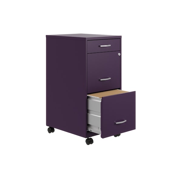 Space Solutions 14.25 in W 3 Drawer Mobile Vertical File Cabinet, Midnight Purple - 25285