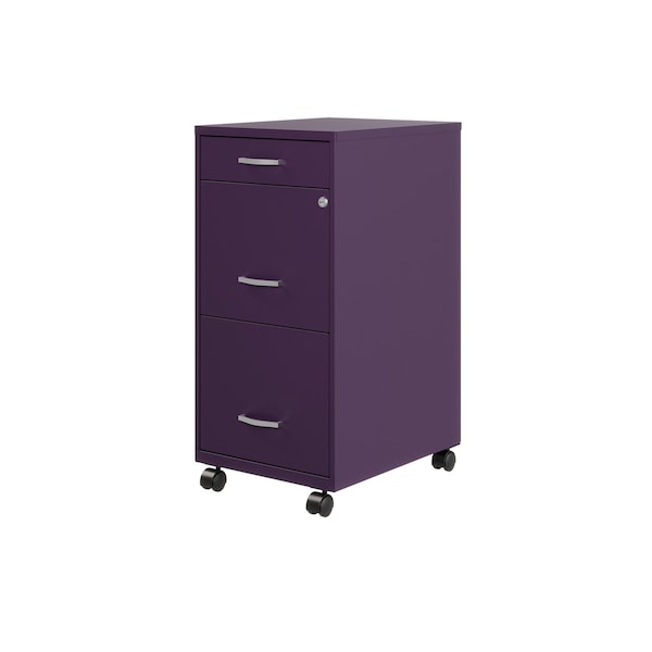 Space Solutions 14.25 in W 3 Drawer Mobile Vertical File Cabinet, Midnight Purple - 25285