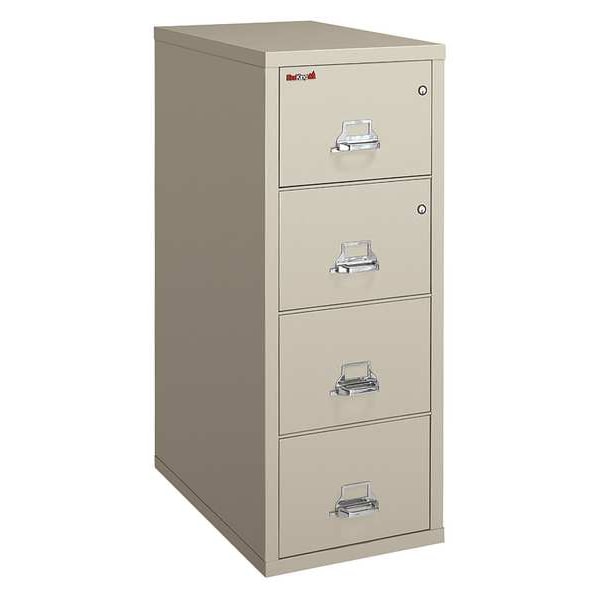 Fireking 15-1/4" W 4 Drawer Fire-Resistant Vertical File Cabinet with Safe, Parchment, Legal - 4-2131-CPA SF