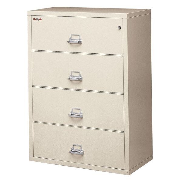 Fireking 31-15/16" W 4 Drawer Fire-Resistant Lateral File Cabinet, Parchment, Letter/Legal - 4-3822-CPA