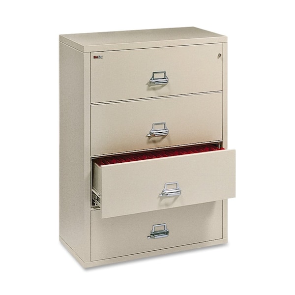 Fireking 31-15/16" W 4 Drawer Fire-Resistant Lateral File Cabinet, Parchment, Letter/Legal - 4-3822-CPA