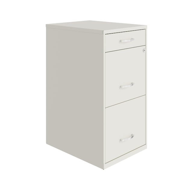 Space Solutions 14.25 in W 3 Drawer Vertical File Cabinet W/ Pencil Drawer, Pearl White - 24412