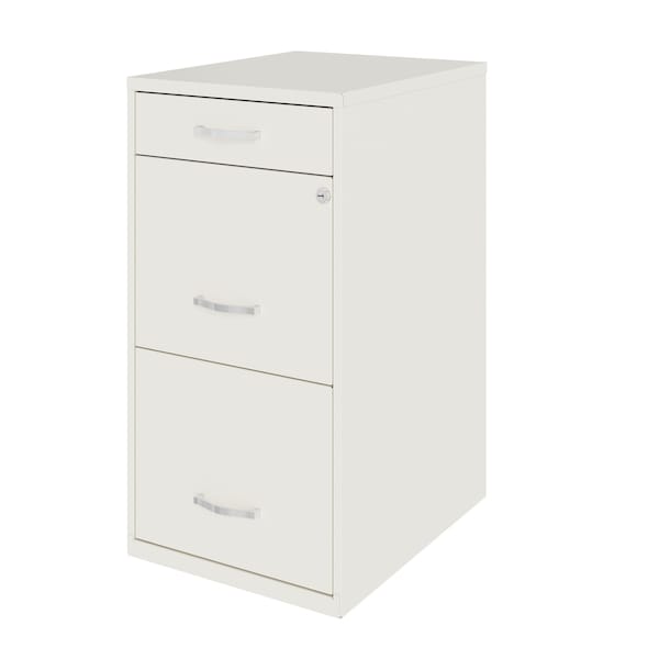 Space Solutions 14.25 in W 3 Drawer Vertical File Cabinet W/ Pencil Drawer, Pearl White - 24412