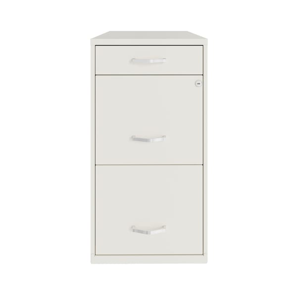 Space Solutions 14.25 in W 3 Drawer Vertical File Cabinet W/ Pencil Drawer, Pearl White - 24412