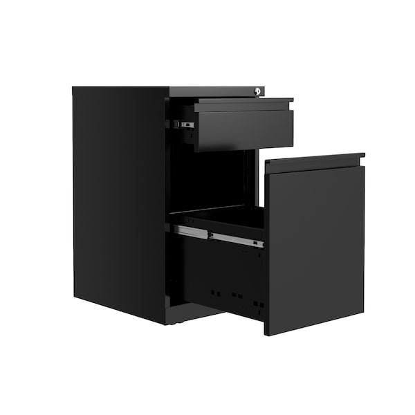 Hirsh 20 in. Deep Mobile File Cabinet 2 Drawer with XL Backpack Drawer, Letter Width, Black - 25032