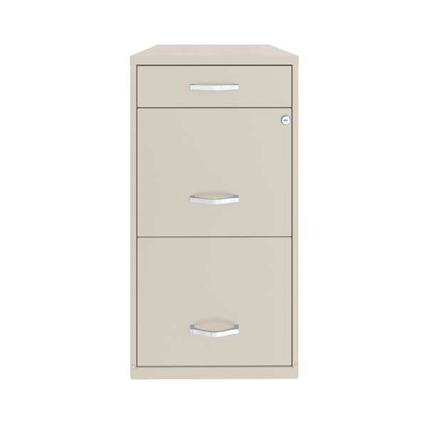 Space Solutions 14.25 in W 3 Drawer Vertical File Cabinet W/ Pencil Drawer, Stone - 25154