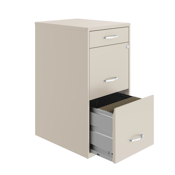 Space Solutions 14.25 in W 3 Drawer Vertical File Cabinet W/ Pencil Drawer, Stone - 25154