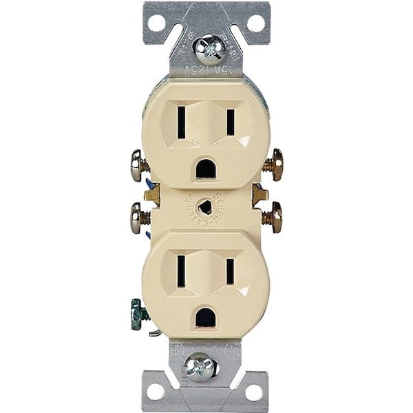Eaton Wiring Devices 270V10 Duplex Receptacle, 2 Pole, 15 A, 125 V, Pushin, Side Wiring, NEMA 515R, Ivory - 270V10