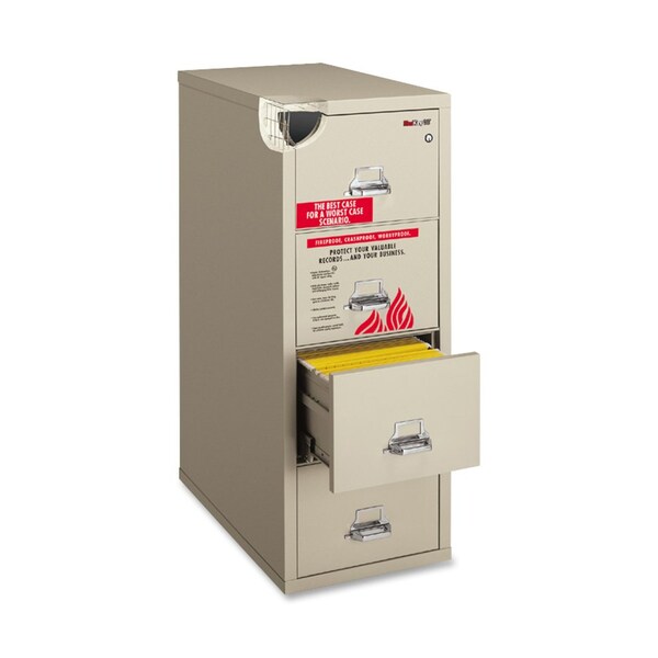 Fireking 15-1/4" W 4 Drawer Fire-Resistant Vertical File Cabinet, Parchment, Legal - 4-2125-CPA
