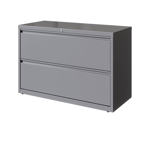 Hirsh 2 Drawer Lateral File Cabinet, Arctic Silver, A4/Legal/Letter - 23748
