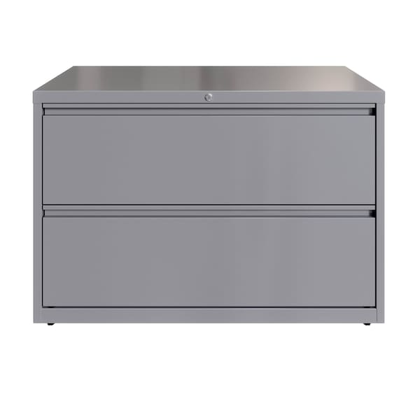 Hirsh 2 Drawer Lateral File Cabinet, Arctic Silver, A4/Legal/Letter - 23748