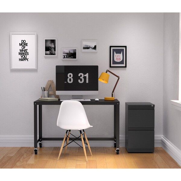 Lorell 15" W 2 Drawer Ff Mobile Pedestal FileLetter20", Charcoal, Letter - LLR66910