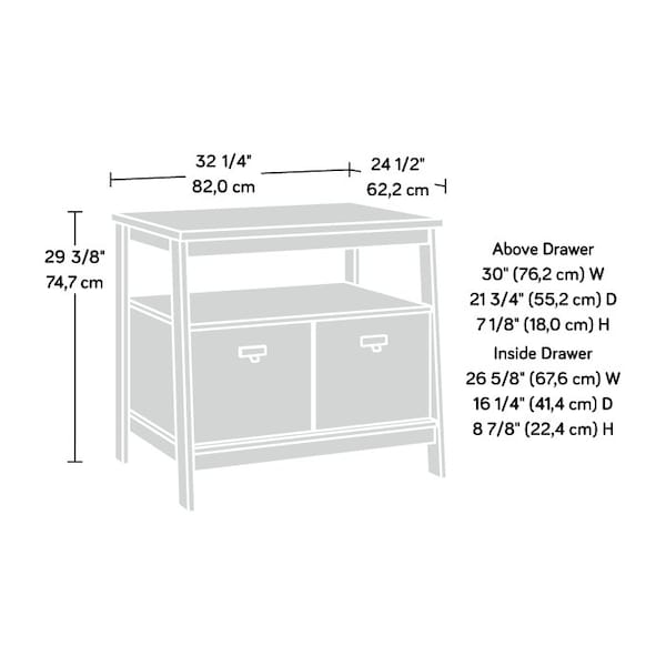 Sauder Trestle Lateral File Vo , Drawer with full extension slides holds letter or legal size hanging files - 428838