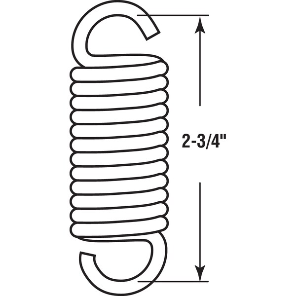 Prime-Line Extension Spring, 7 in. x 2-3/4 in. x 0.034 in., Steel, Single Loop, PK2 - SP 9612