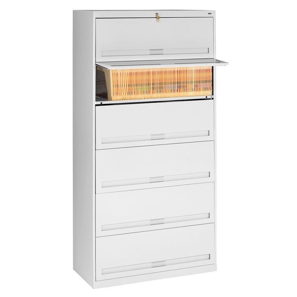 Tennsco 36" W 6 Drawer Lateral File Cabinet, Light Gray, Letter/Legal - FS361LLGY