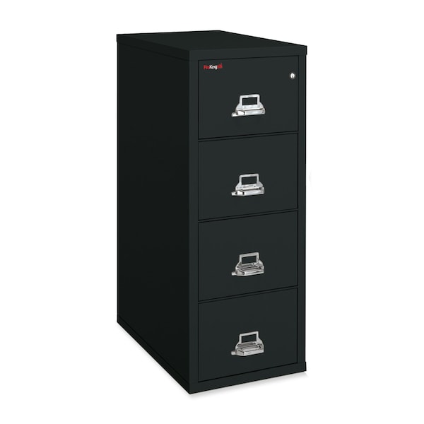 Fireking 12-3/16" W 4 Drawer Fire-Resistant Vertical File Cabinet, Black, Letter - 4-1831-CBL