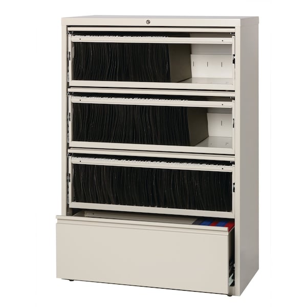 Hirsh 36" W 5 Drawer File Cabinet, Putty, Letter - 17898