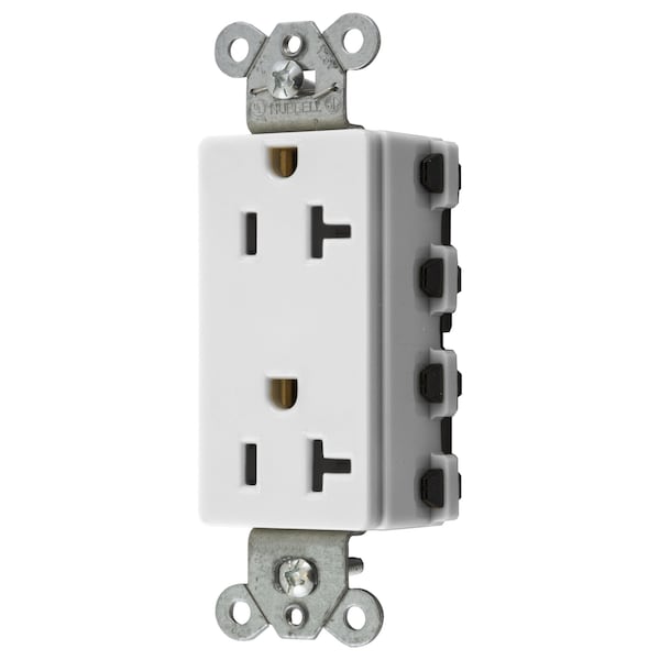 Hubbell Wiring Device-Kellems Straight Blade Devices, Receptacles, Style Line Decorator Duplex, SNAPConnect, 20A 125V, 2-Pole 3-Wire Grounding, 5-20R, Nylon, White - SNAP2162WA