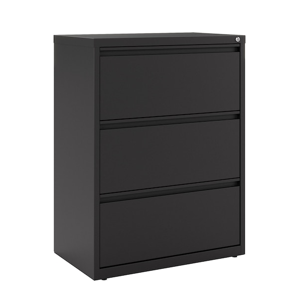 Hirsh 30" W 3 Drawer Lateral File Cabinet, Black, A4/Legal/Letter - 14974