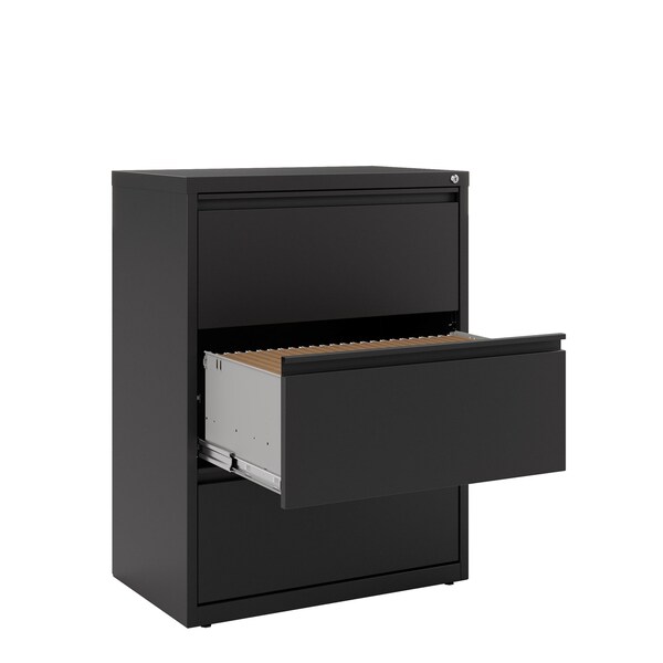 Hirsh 30" W 3 Drawer Lateral File Cabinet, Black, A4/Legal/Letter - 14974