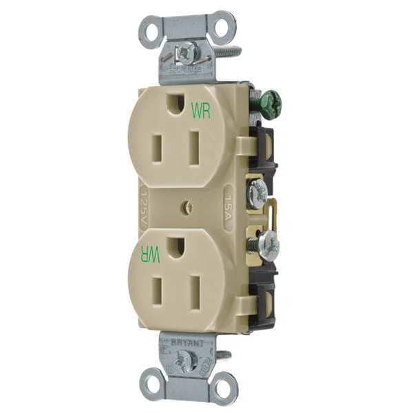 Zoro Select 15A Duplex Receptacle 125VAC 5-15R IV - CBRS15IWR