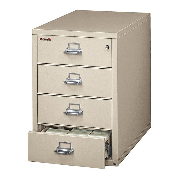 Fireking 25-5/16" W 4 Drawer Card Check Note File Cabinet, Black - 4-2536-CBL